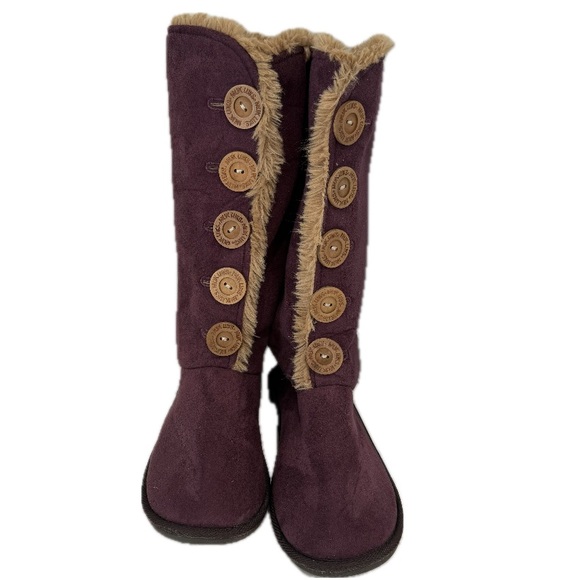 Muk Luks, Women's Purple Button-Up Boots fur lined, Size 9 - Picture 1 of 6